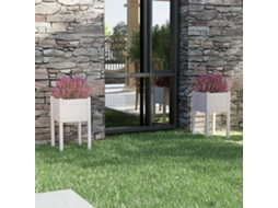 Vidaxl Vasos/floreiras De Jardim 2 Pcs 40x40x70 Cm Pinho Maciço Branco