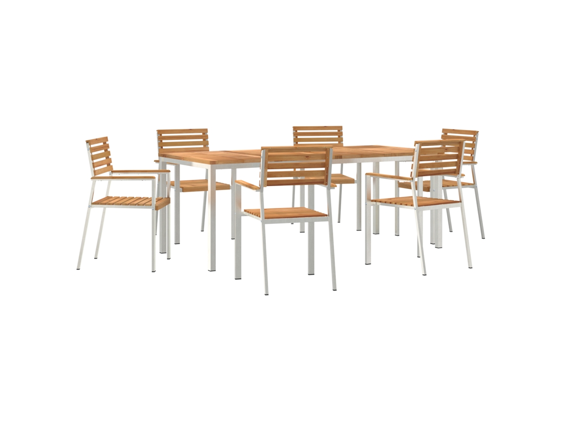 Conjunto 7 Conjunto De Jantar Para Jardim Vidaxl Castanho Madeira De Teca Maciça (200 X 90 X 75 Cm)