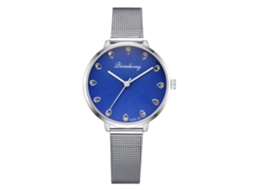 Relógio de Pulso Feminino Casual com Cristais e Pulseira de Liga em Azul