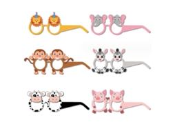 24pcs Óculos De Papel Tema Animais Da Fazenda Engraçados Decoração Festa Aniversário Espaço Acessórios Para Photo Booth