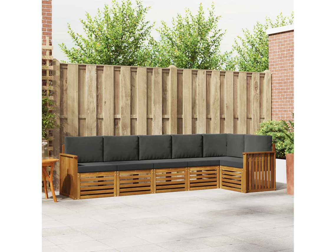 Vidaxl Conjunto De Sofá Sectional 6 Pcs Natural E Antracite