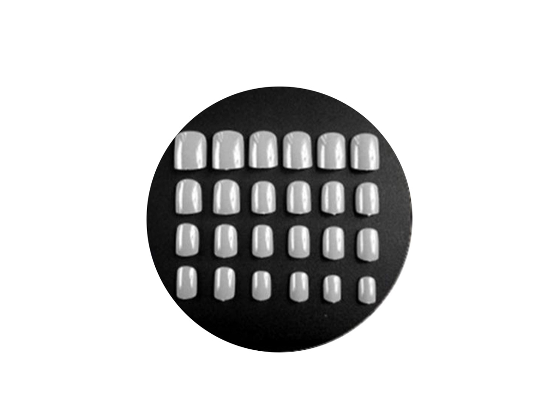 24 unhas postiças de cor pura para decoração e nail art com cola F12