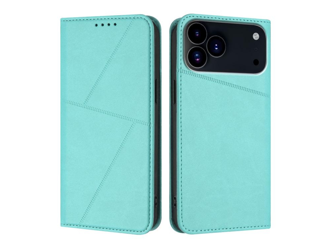 Capa De Couro Fosco Para Iphone 17 Pro - Flip Magnético