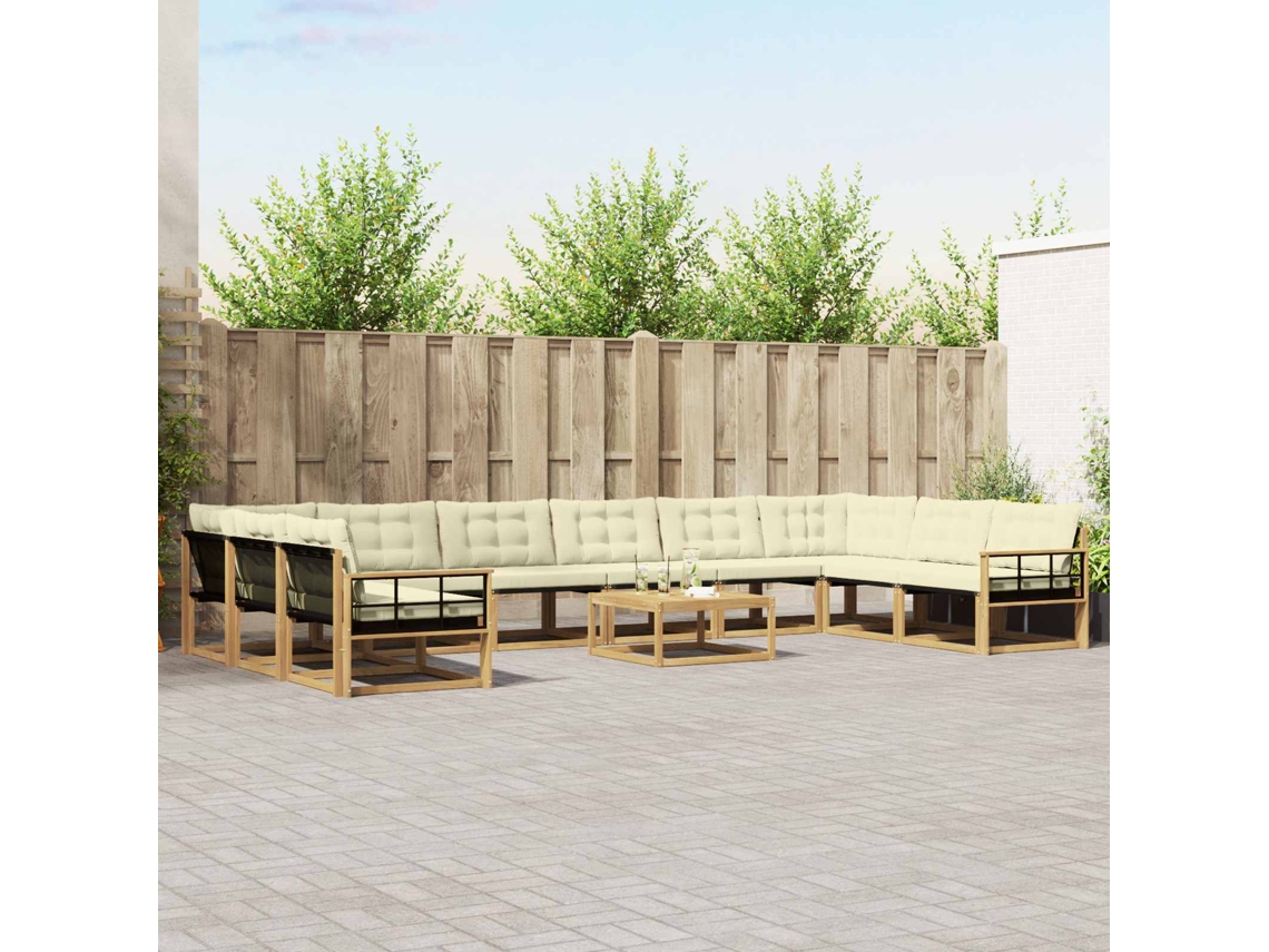 Vidaxl Conjunto De Sofás Para Exterior 11 Unid. Branco E Creme