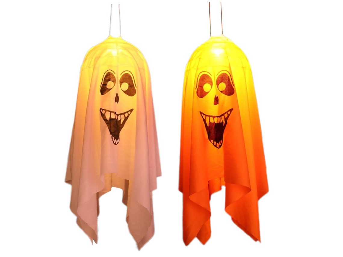 2 Pack Decoração Halloween Fantasma Pendurado Com Luz Led Adorno De Festa Jardim Árvore