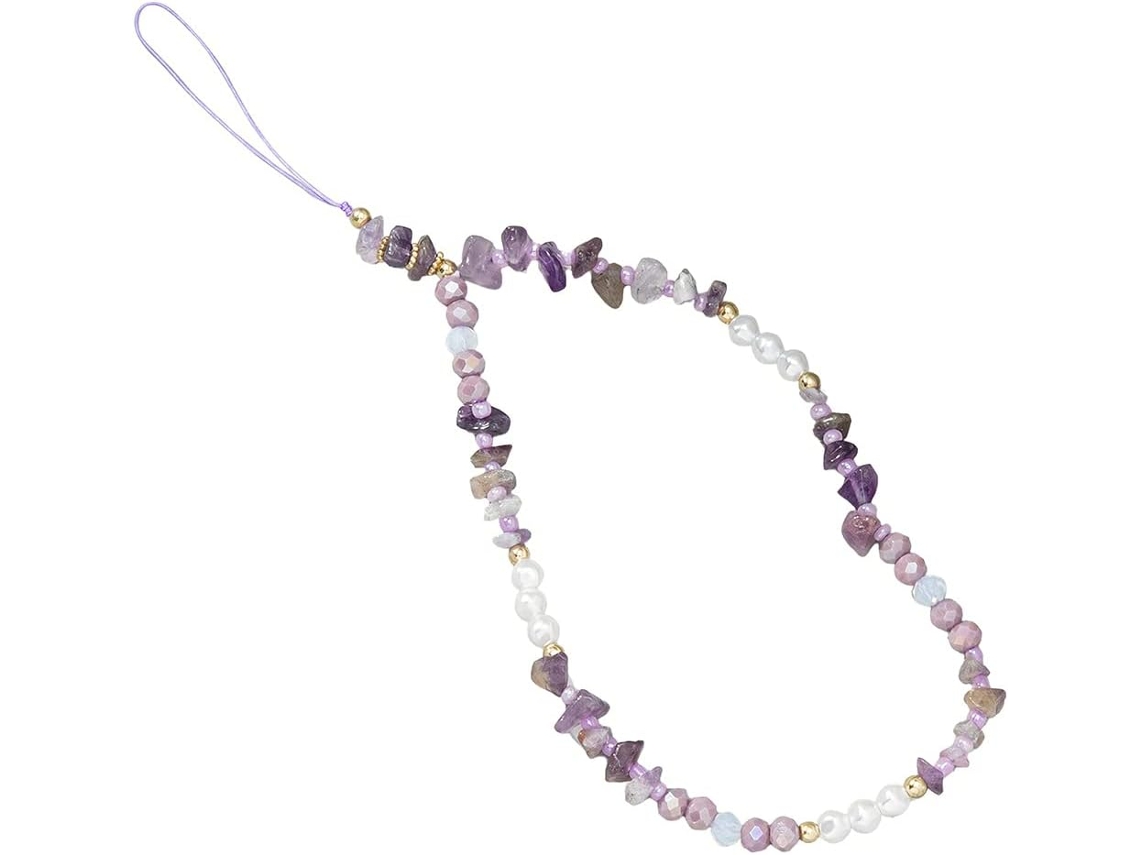Cordão Para Celular, 1 Unidade, Cristal Roxo, Anti-perda.