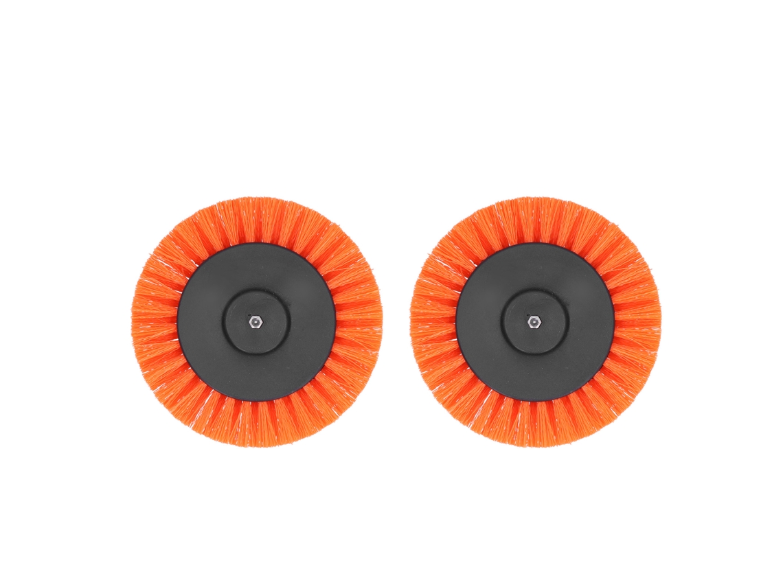 Conjunto de 2 cabeças de escova para furadeira elétrica de 3,5 polegadas, acessórios de escova duráveis para decoração de carpetes, laranja.