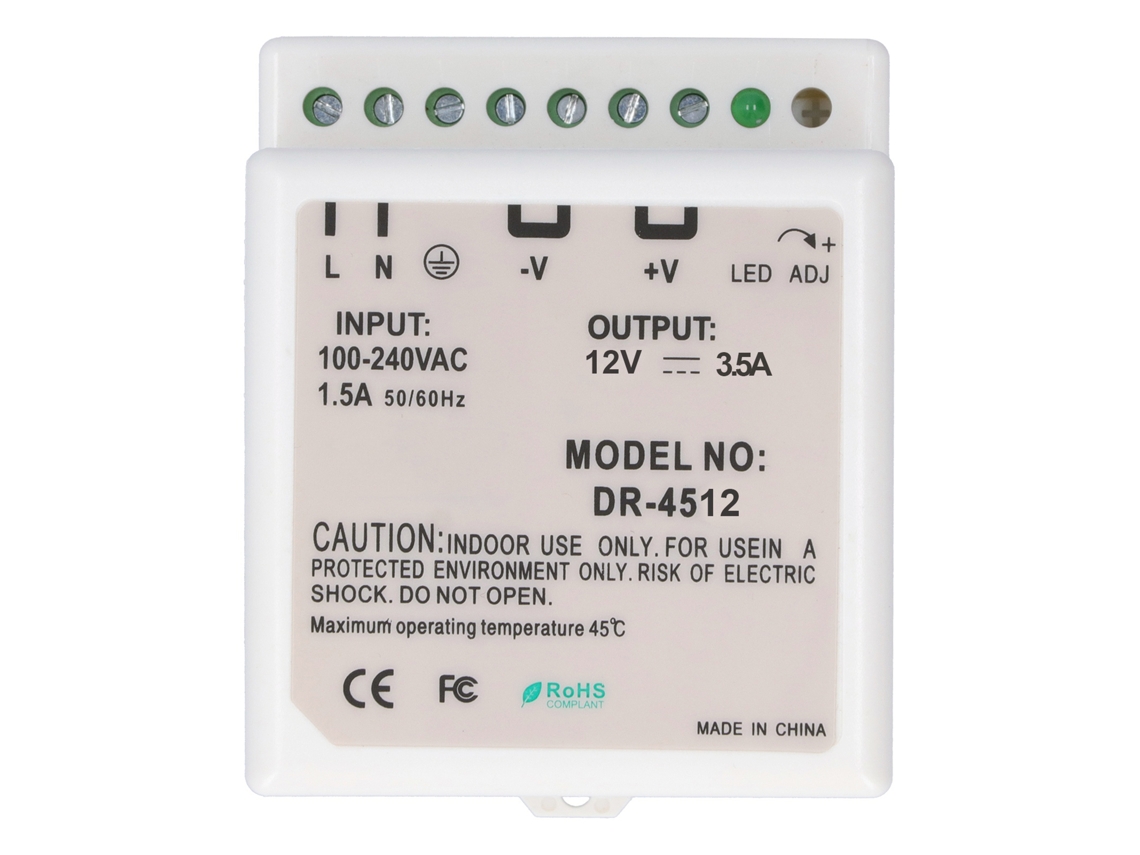 Fonte de Alimentação para Trilho Din 12V Regulável com LED