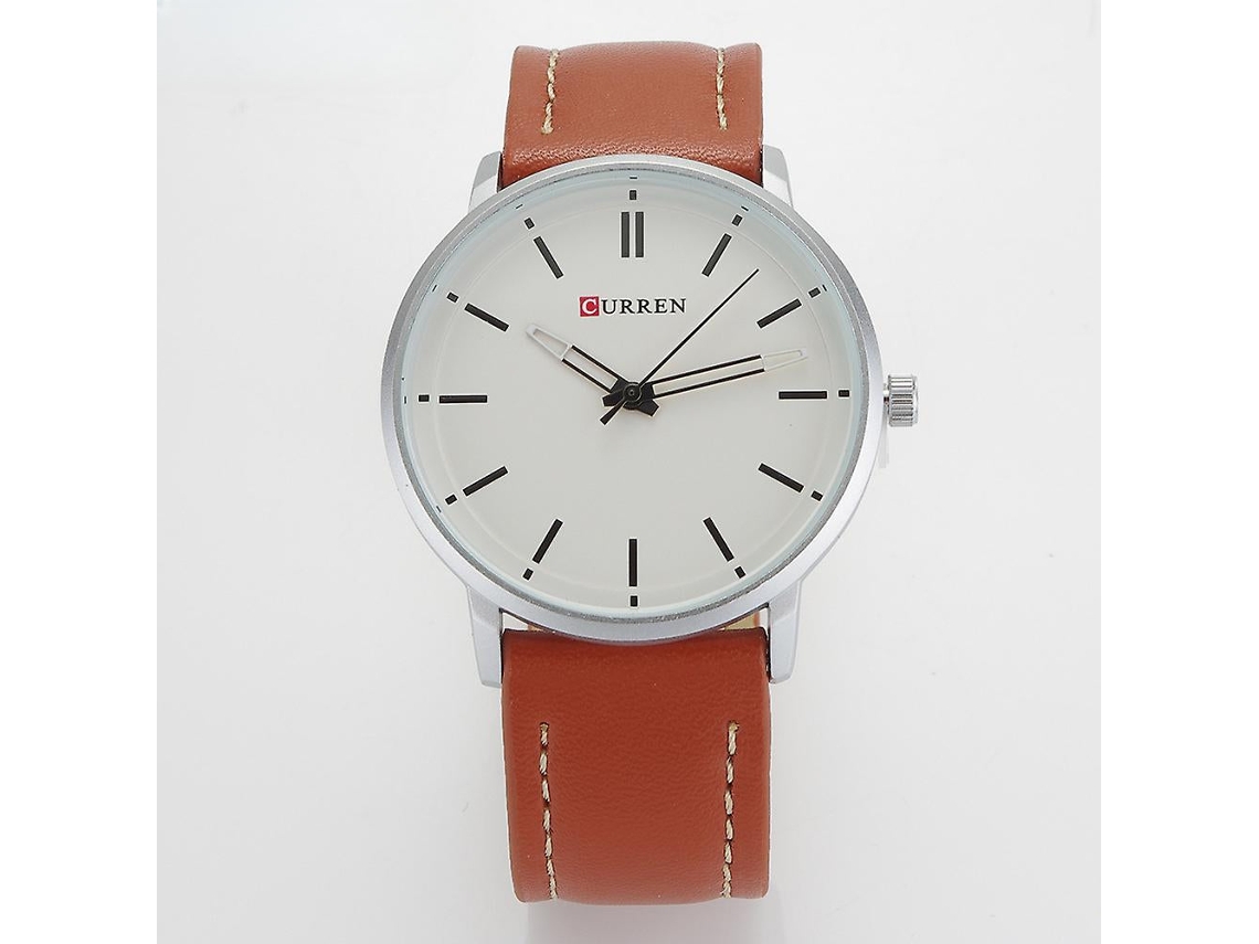 Relógios de Pulso de Quartzo para Homem de Negócios com Bracelete de Couro Resistente À Água Analógico-Branco VEANXIN