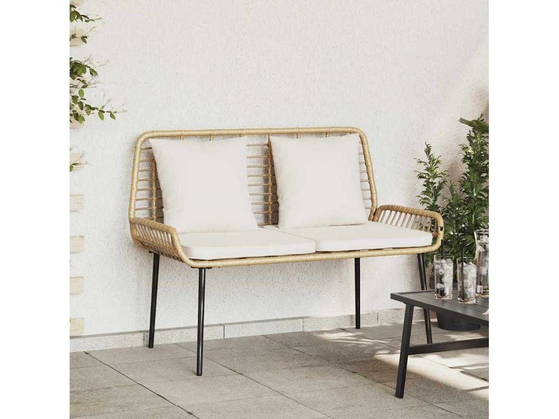 Vidaxl Banco De Jardim Marrom E Creme Vime Pe