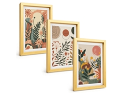 Composição De Quadros Padrões De Plantas, Vintage, Pastel Espelharte (3 Peças 20x30 Cm)