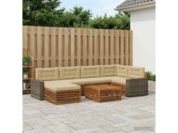 Vidaxl Conjunto De Sofás Para Exterior 7 Unid. Natural E Bege