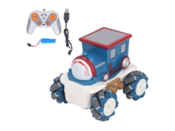 Walshlxq brinquedo Trem de Controle Remoto com Luz Recarregável 360 Graus Rotação 9 Canais 4 Rodas para Crianças