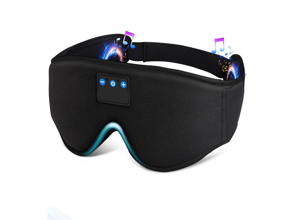 Máscara dormir 3D máscara olhos música sem fio Bluetooth com protetores laterais alto-falantes estéreo ultrafinos Preto JIAPEI