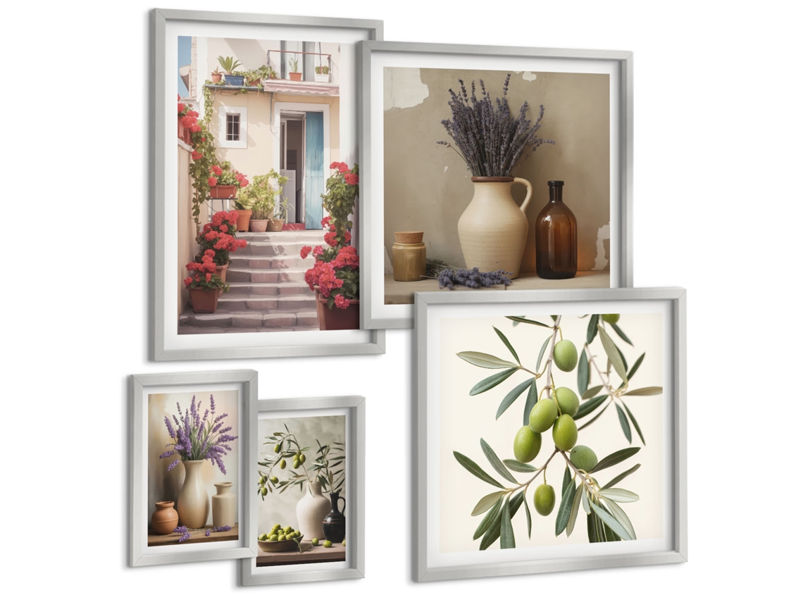 Conjunto De Pinturas Interiores Estilosos Flores Frutas Espelharte (5 Peças)