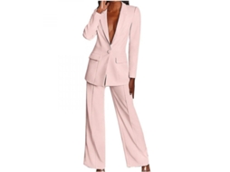 Conjunto De Traje Mujer Manga Larga Casual Elegante De Dos Piezas Para Negocios Y Uso Diario Uoh M Rosa