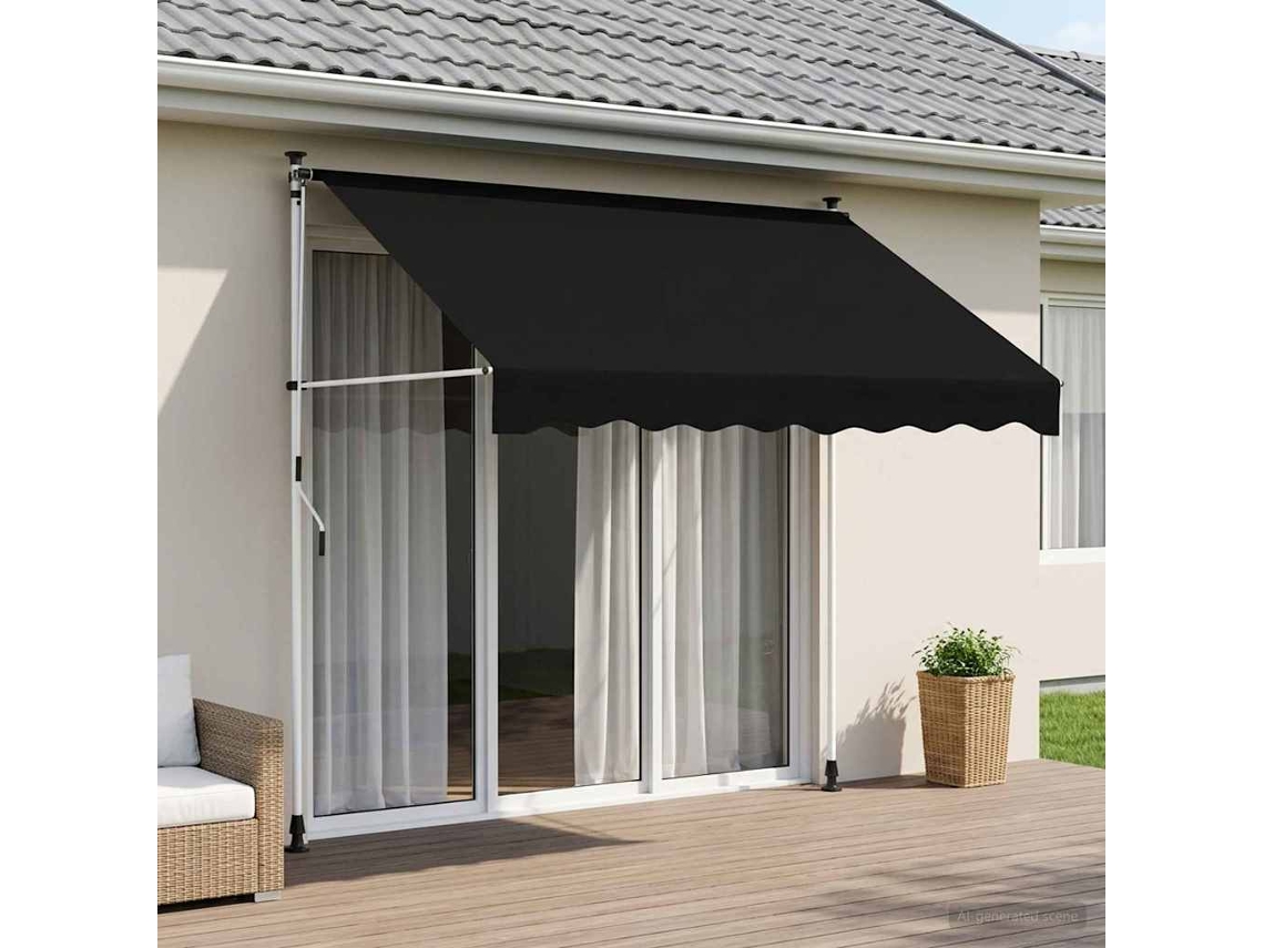 Vidaxl Toldo Retrátil Manual Preto 100 Cm