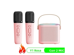 Conjunto Multifuncional de Alto falante Bluetooth Sem Fio Y1 MDUG (rosa + 2 Microfones)