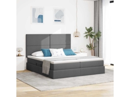 Vidaxl Cama de Armazenamento Led com Colchão Cinzento escuro