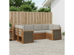Vidaxl Conjunto De Sofá Sectional 5 Pcs Natural E Cinzento-claro