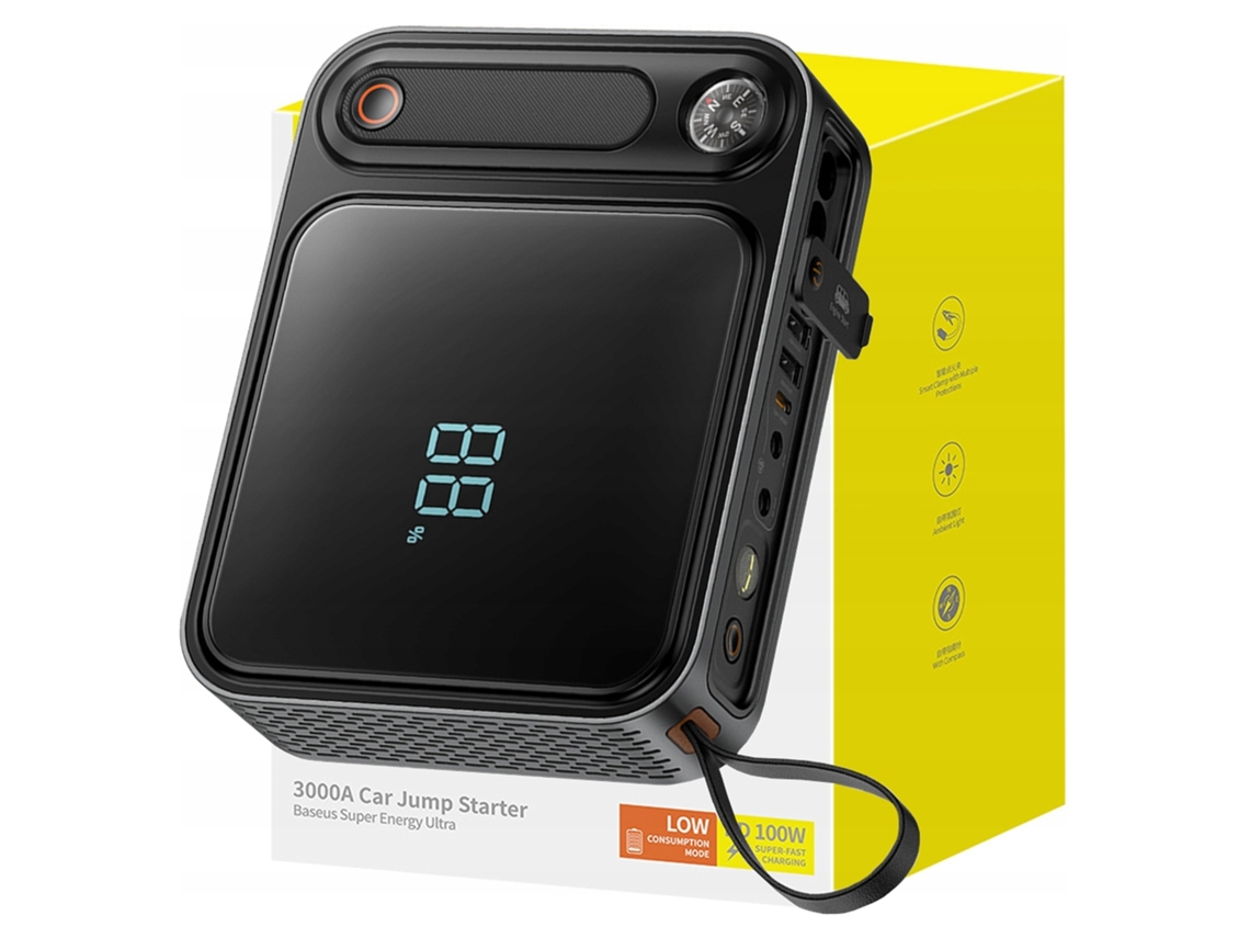 Baseus Powerbank Starter 3000a Para Carros Com Função De Partida De Jogo E Fonte De Alimentação