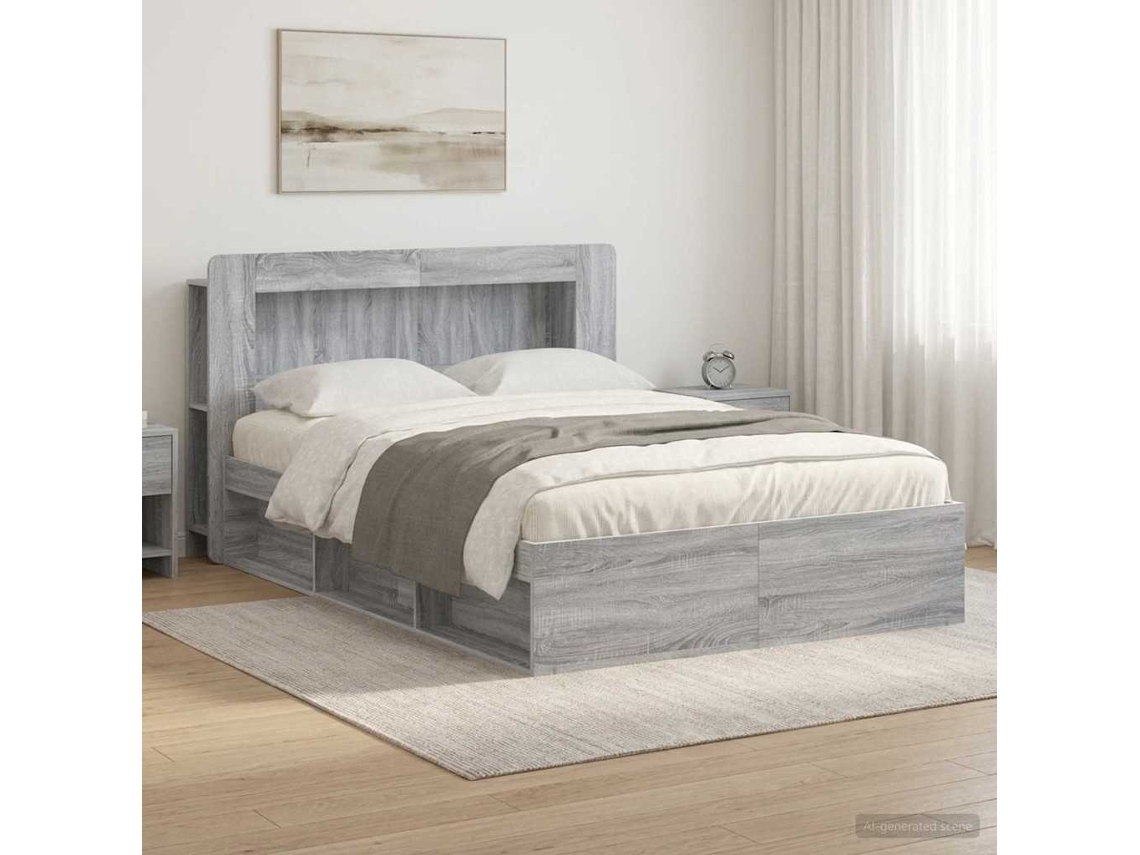 Vidaxl Estrutura De Cama Com Armazenamento Sonoma Cinzento