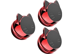 Suporte Magnético Para Celular Veicular Com Ventosa, 3 Peças, Rotação De 360°, Vermelho