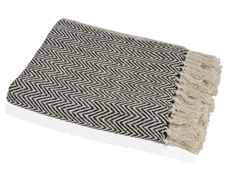 Manta RICARDO&VAZ de Algodão Bege e Preto — Algodão