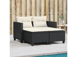 Sofá De Jardim 2 Lugares Com Bancos Vime Pe Preto Dkd Home Decor