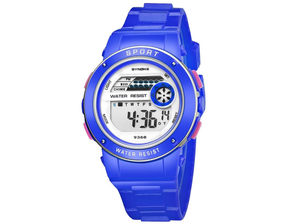 Relógio de pulso eletrônico multifuncional Synoke Blue Fashion Simple para jovens