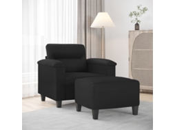 Vidaxl Poltrona Com Apoio De Pés Couro Artificial 60 Cm Preto