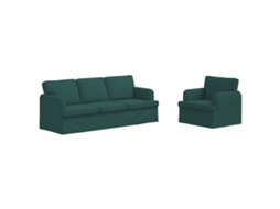 Maison Exclusive - Conjunto De Sofás 2 Pcs Verde Escuro 201 X 80 X 85 Cm Tecido
