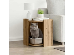 Vidaxl Compartim. Caixa Areia Gatos Deriv. Madeira Carvalho Artisiano