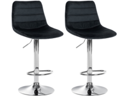 Conjunto de 2 bancos de bar Veludo Lex preto/cromo CLP