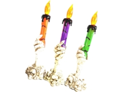 Conjunto De 3 Velas Decorativas De Led Para O Halloween, Com Formato De Caveira E Mão. Conjunto De 3 Velas Decorativas De Led Para O Ha Gokoco