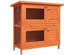 Gaiola de Madeira 2 Andares para Coelhos Pequenos, Dimensão 90x45x90cm ESSÊNCIACASA