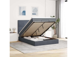 Vidaxl Estrutura Cama Otomana Com Colchões 140x190cm Cinzento Escuro