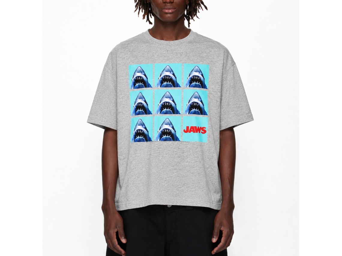 Rockinstone Jaws Movie Undefeatable Heather Gray Adult T-shirt Size:m