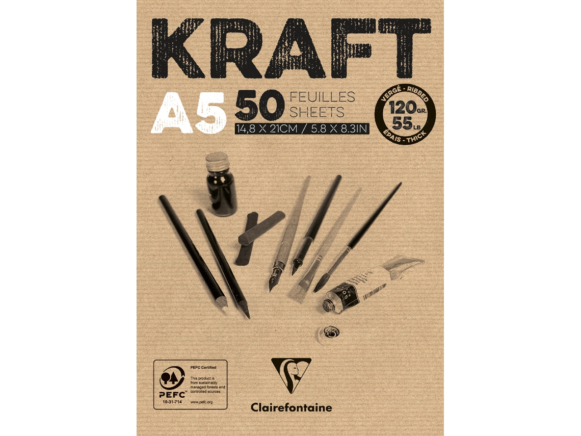 Bloco de Papel de Desenho CLAIREFONTAINE Kraft Din A5 120 G/Sqm