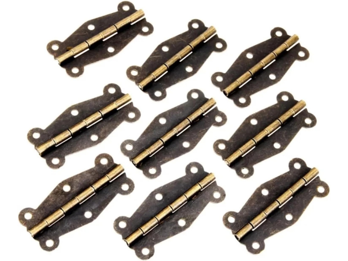 Conjunto De 9 Dobradiças Para Portas Armário Na Cor Bronze,