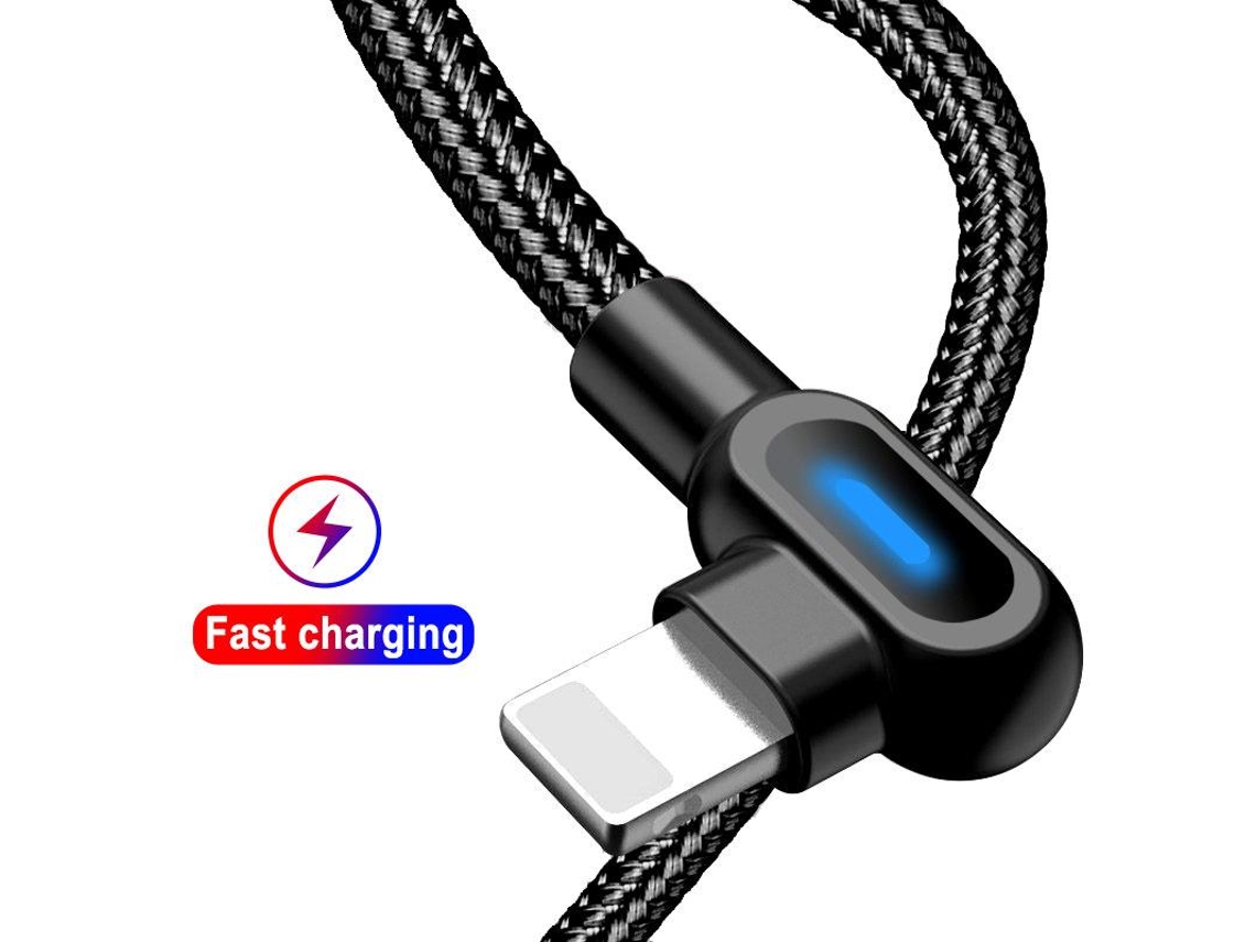 Cabo De Carregamento Usb A Para Usb C Com Ângulo De 90 Graus / Iphone Preto Claro Brilvibera
