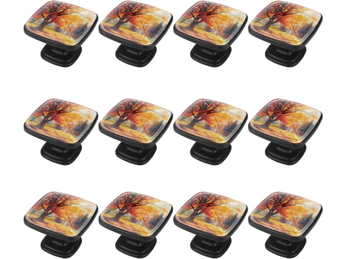 Puxadores Quadrados Para Armários De Cozinha, Puxadores Para Armários E Gavetas, 12 Peças, Pintura A Óleo De Árvore