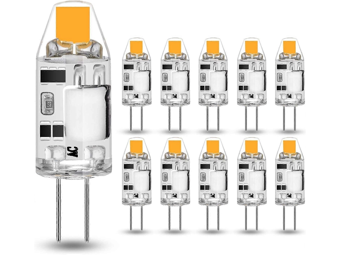 Omni 10 Pack de Lâmpadas Led G4 2w, Substituem Halógenas de 20w, 3000k Branco Quente, 200lm, 12v Ca/cc, Sem Pisca, Regulável Classe Energética F