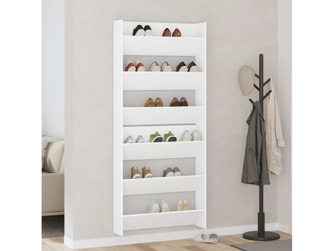 Vidaxl Sapateiras De Parede 2 Pcs 80x18x90 Cm Contraplacado Branco