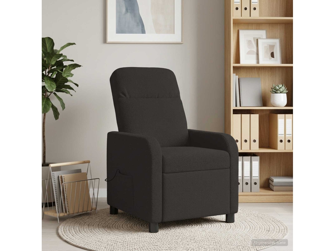 Vidaxl Recliner De Massagem Preto Bouclé
