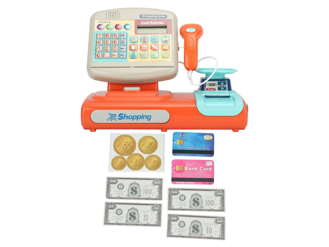 Ats caixa Registradora de Brinquedo com Sons Eletrônicos, Conjunto de Brinquedo Presente de Aniversário para Crianças Pequenas