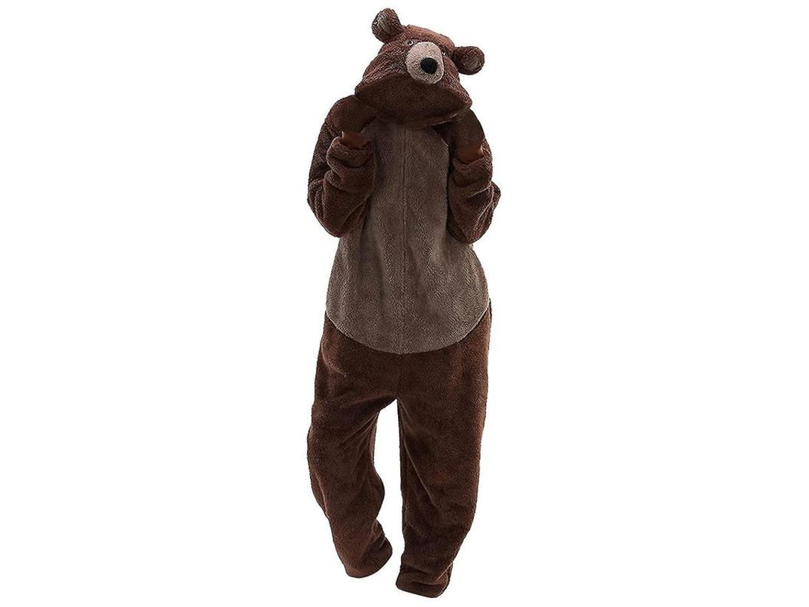 2026 pijama de Oso Unisex para Adultos Invierno Holgado Con Bolsillos Grueso Cómodo Ocs S Marrón