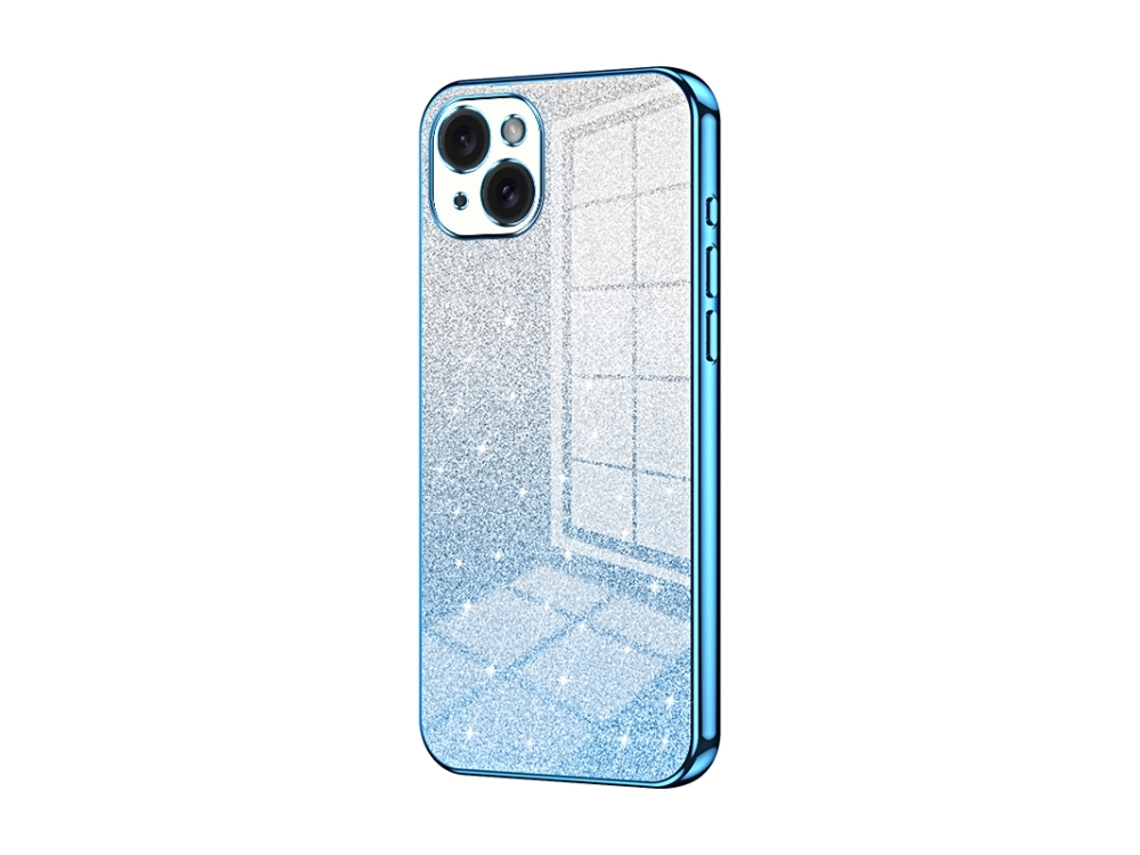 Capa Para Iphone 15 Plus - Glitter Degradê - Acabamento Eletroplaqueado