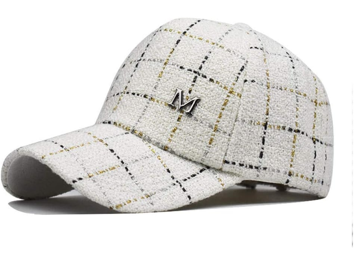 Boné Masculino, de Beisebol Feminino com Letras da Moda, Verão Luxo Preto e Branco Fecho Ajustável, Sol Alta