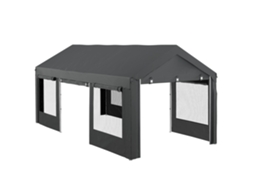 Gazebo para Carro e Festas com Altura Ajustável, 4 Portas e Janelas 6x3 Cinza Escuro SINI TECH STORE